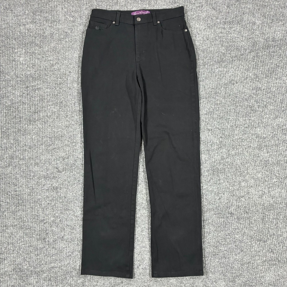 Gloria Vanderbilt Amanda Jeans Womens Size 10 Black Denim Straight High Rise